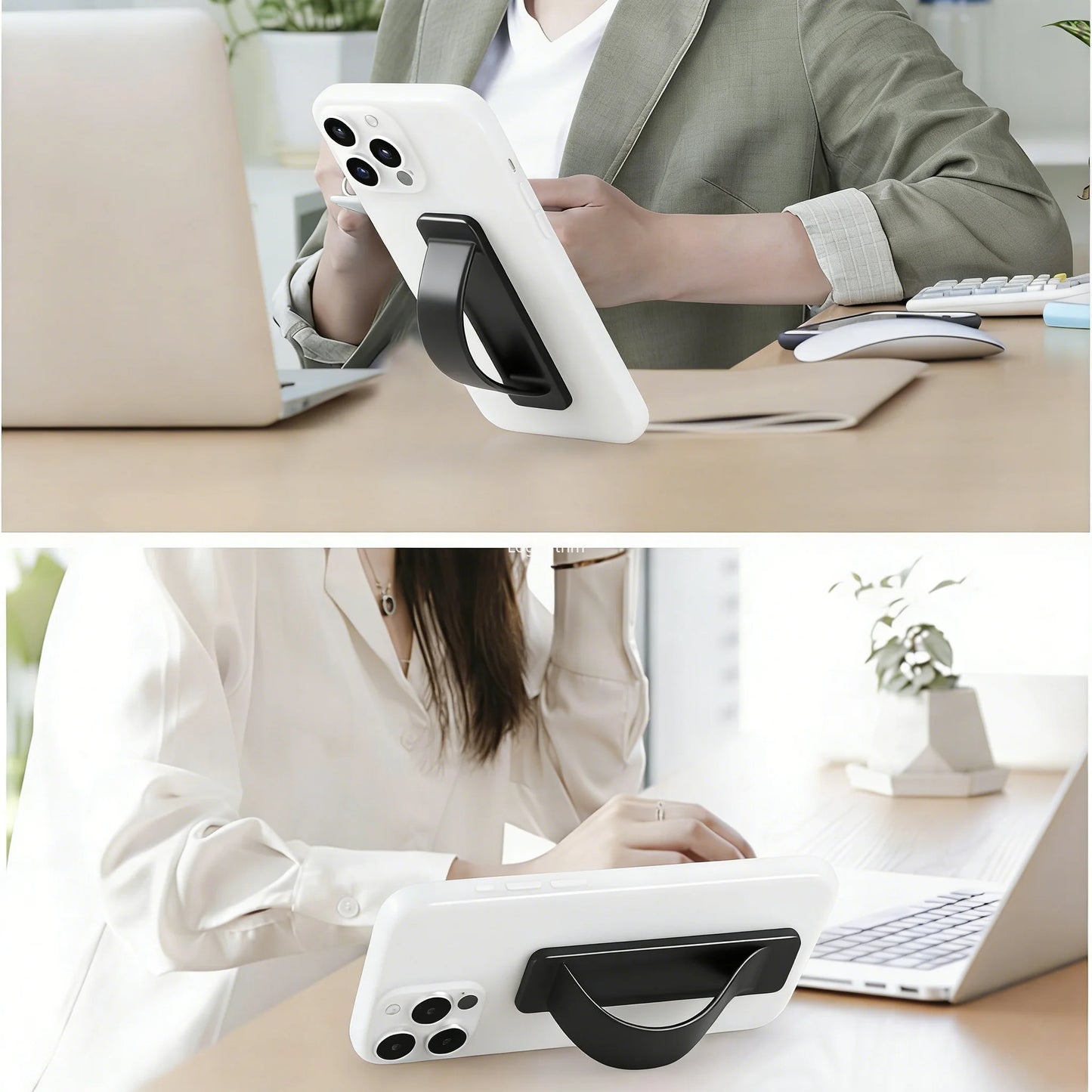 Wrist Band + Finger Grip 2-in-1 Phone Holder, Sticky Socket Stand Compatible with iPhone 12-17/Xiaomi
