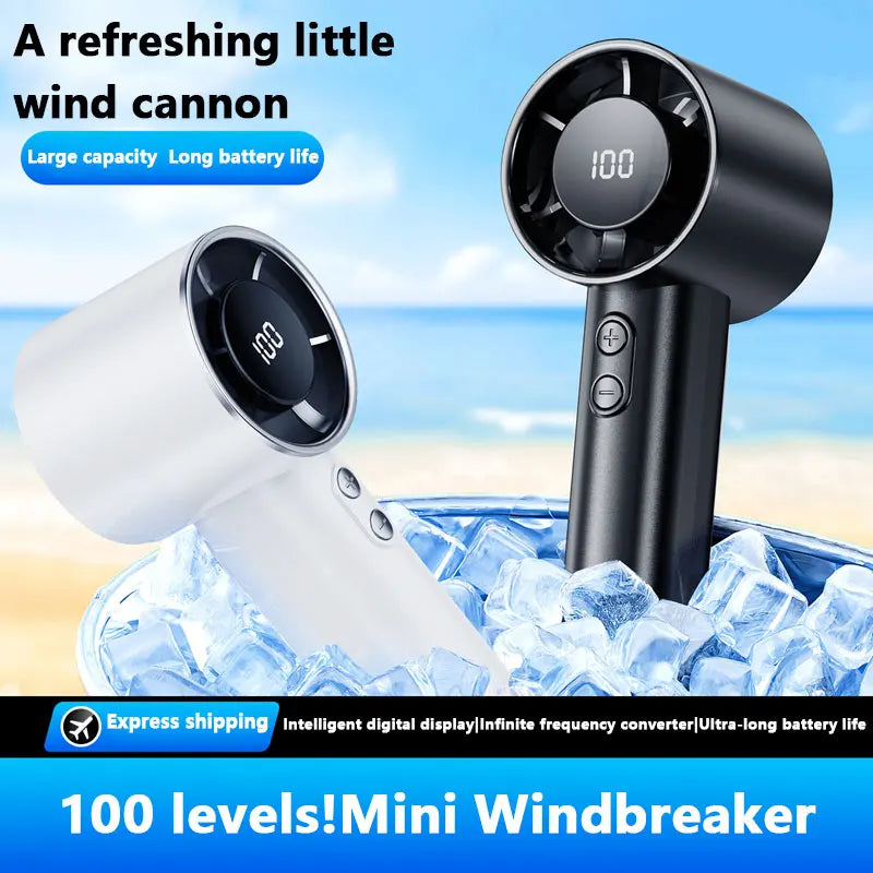 Lenovo 100 levels Handheld Eletric Turbo Fan Portable USB Fold Neck Fan Fast Cooling Semiconductor Tech Outdoor Camping Office
