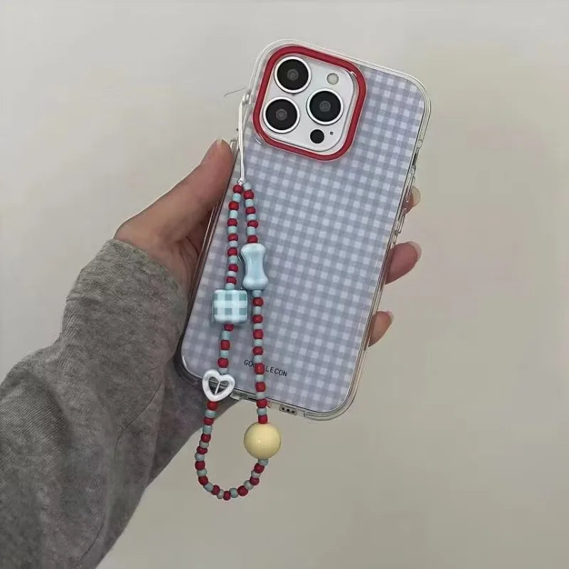Fashion Blue Checkered Grid Pattern Phone Case For iPhone 17 Pro 16 15 14 13 12 11 Pro Max 16e X XR XS Max 7 8 Plus Soft Cover