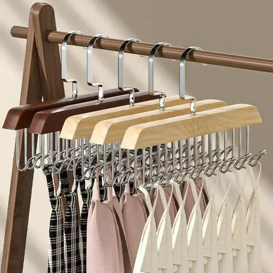 8-hook Solid Wood Hanger With Multifunctional Quality Home And Daily Necessities Hook Wave Drying Hanger
