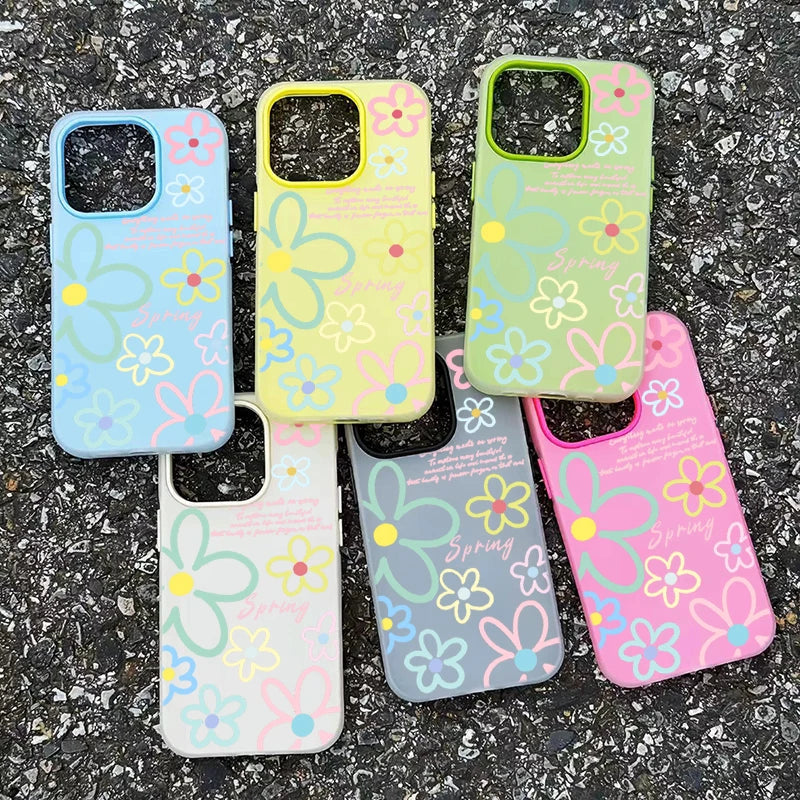 Spring Flower Pattern Phone Case For iPhone 17 16 Pro Max Cases iPhone 17e 16e 11 15 12 13 14 Pro Max Air X XS XR 7 8 Plus Cover