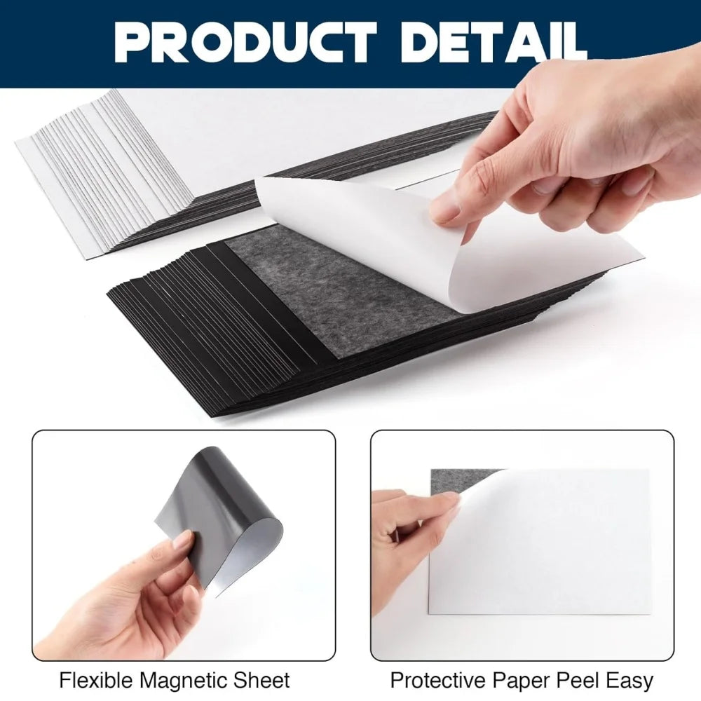 Self-Adhesive Magnetic Mat Sheets Rubber Magnet Flexible Magnet Sheet Perfect for Fridge Crafts Photo Picture Decor Easy Peel