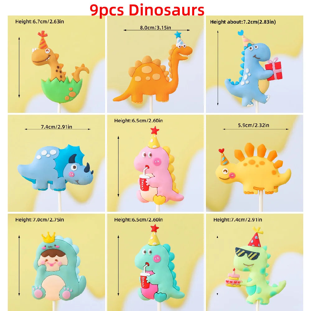 Jurassic Dinosaur Cake Topper Tyrannosaurus Rex Triceratops Pterosaur for Kids Happy Birthday Party Decoration Baby Shower Decor
