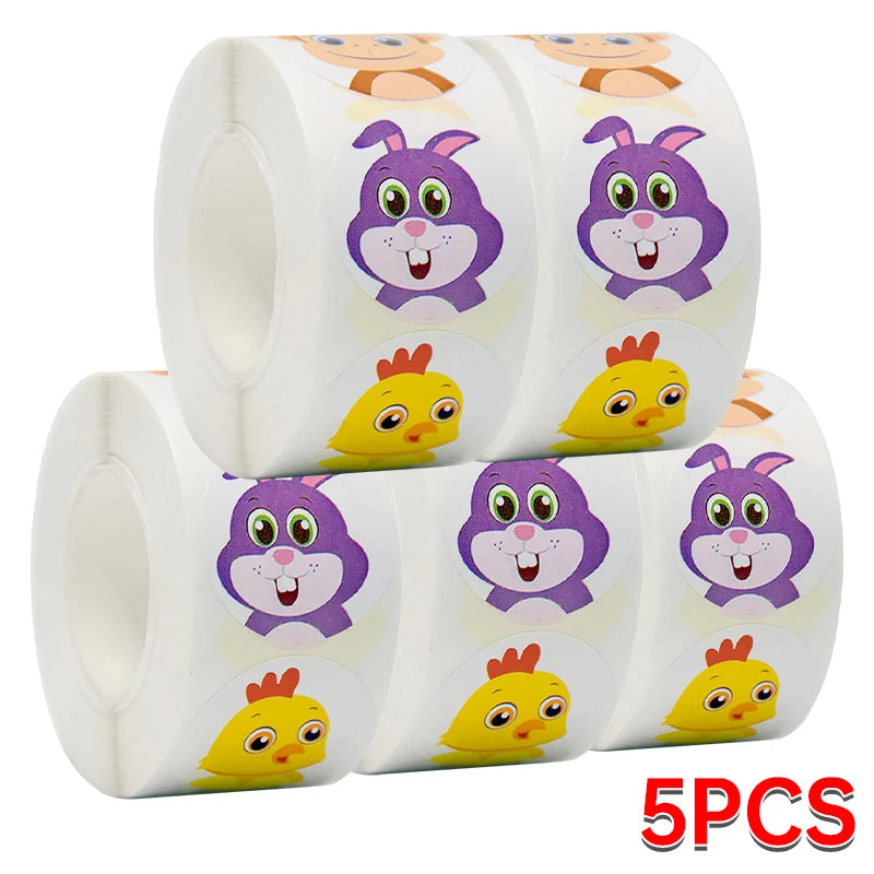 500/1000PCs Colorful Star Adhesive Stickers Kawaii Animal Scrapbook Reward Sticker Roll Labels for Kids Gift DIY Art Supplies