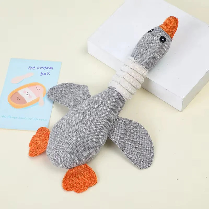 Eco - Friendly Plush Duck Dog Toy with Squeaker for Chewing and Teething - Interactive Pet Supplies Cat Dog Toys