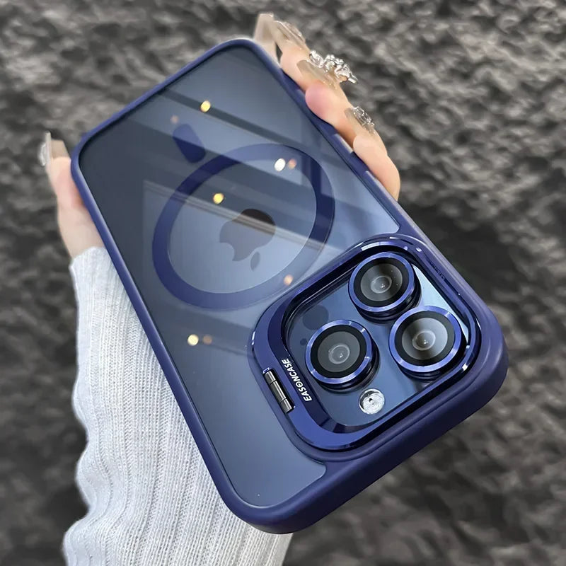 Luxury Magnetic Shockproof Macsafe Case for Magsafe IPhone 15 14 13 12 16 Pro Max Plus 11 i16 Glass Lens Protection Stand Cover