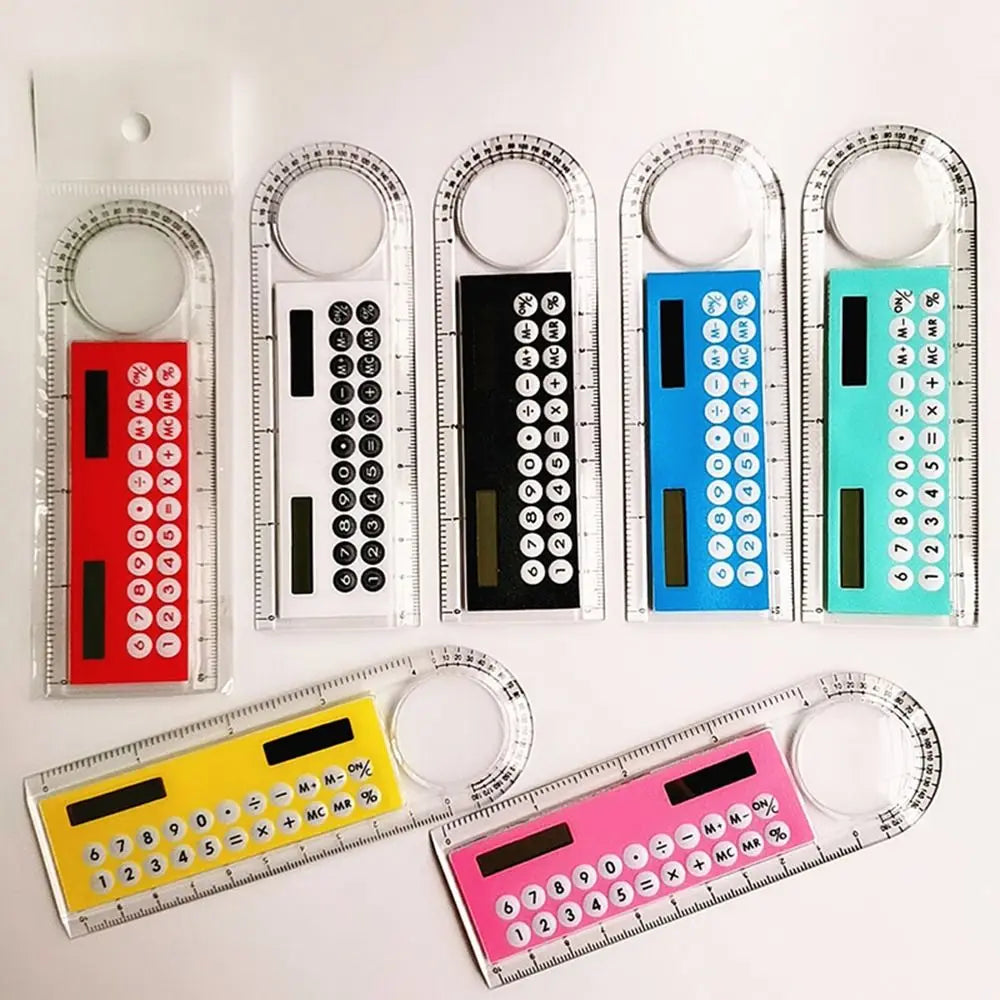 Mini Portable School Supplies Calculator Ruler Digital Caliper Office Stationery Solar Energy Calculator