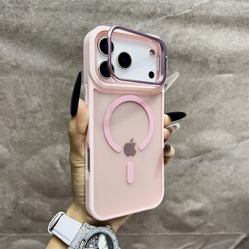 Matte Magnetic Translucent Wireless Charge Stand Case For iPhone 17 Pro Max Air 16 15 14 13 12 11 for Magsafe Must-Haves Cover