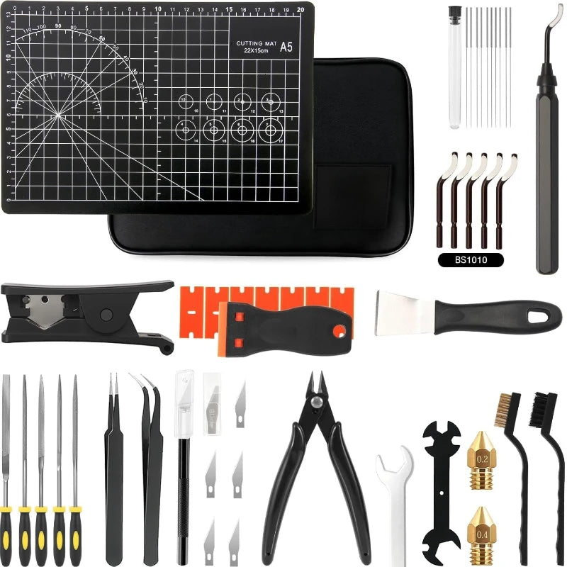 52pcs 3D Printer Tools Kit Deburring Nozzles Scrapers Files Set Tool 3D Printer Accessories Maintenance for FDM/SLA Printers