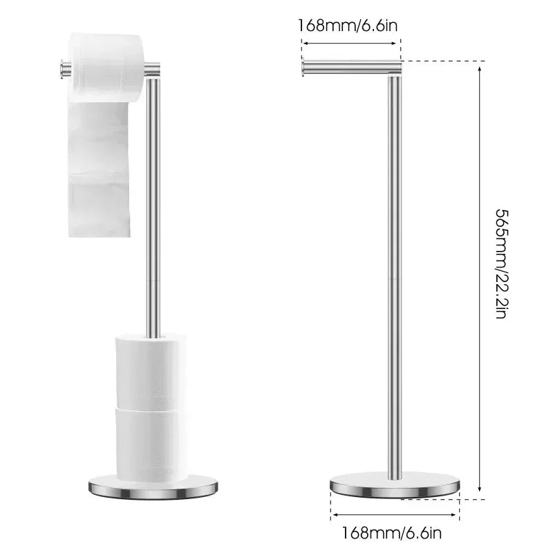 Paper Towel Holder Bathroom Stainless Steel Floor Mounted Toilet Paper Holder Single Pole Kitchen Floor Shelf Bathroom Fixtures