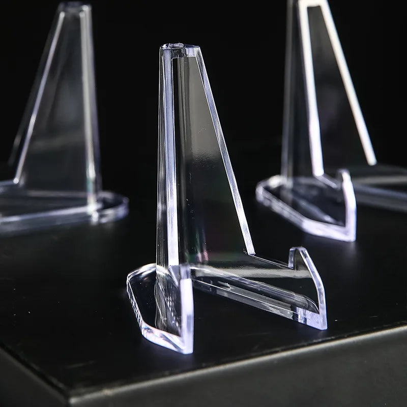 10pcs Transparent Acrylic Commemorative Coin Display Stands Triangle Challenge Coin Capsule Holders for Collectibles