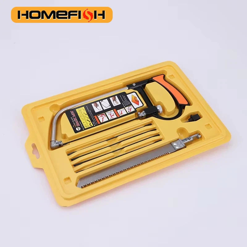 8in1 Saw Multi Purpose Hand DIY Steel Saw Metal Wood Glass Saw Kit 6 Blades Woodworking Metalworking Model Hobby Tool
