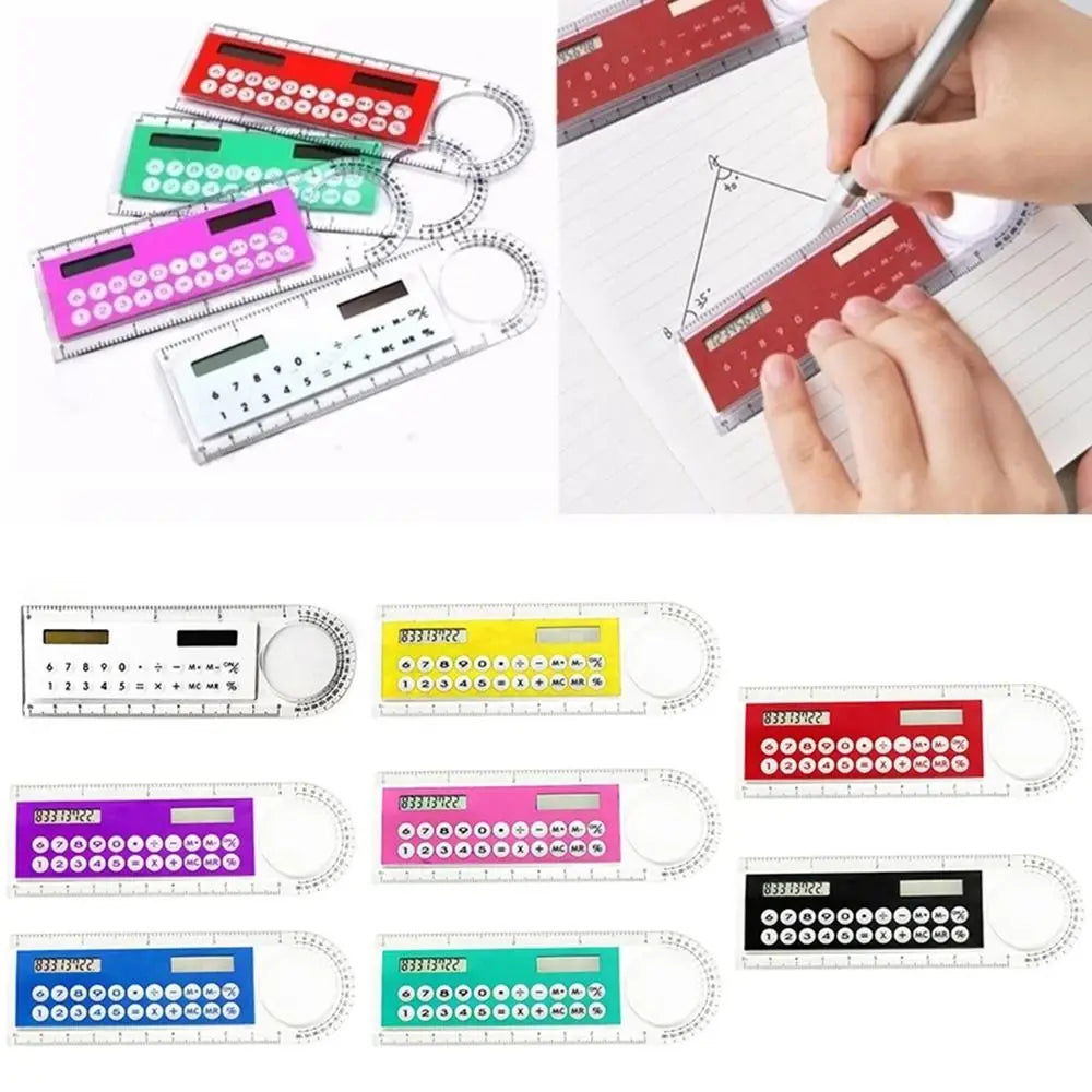 Mini Portable School Supplies Calculator Ruler Digital Caliper Office Stationery Solar Energy Calculator