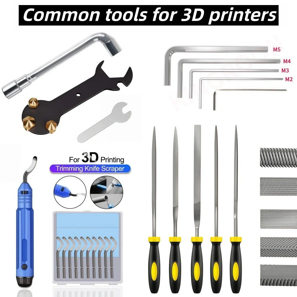 3D Printer Tools Kit, 3D Printer Accessories Includes Various Sizes of Wrenches,File and trimming knife  for All FDM/SLA Printer