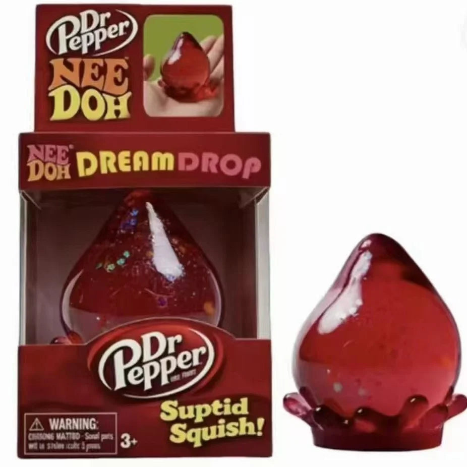 Needoh Dr Pepper Nice Cube & Dream Drop Sensory Toy Hamburger for Autism ADHD Squishy Stress Relief Anxiety Squeeze Pull Toy