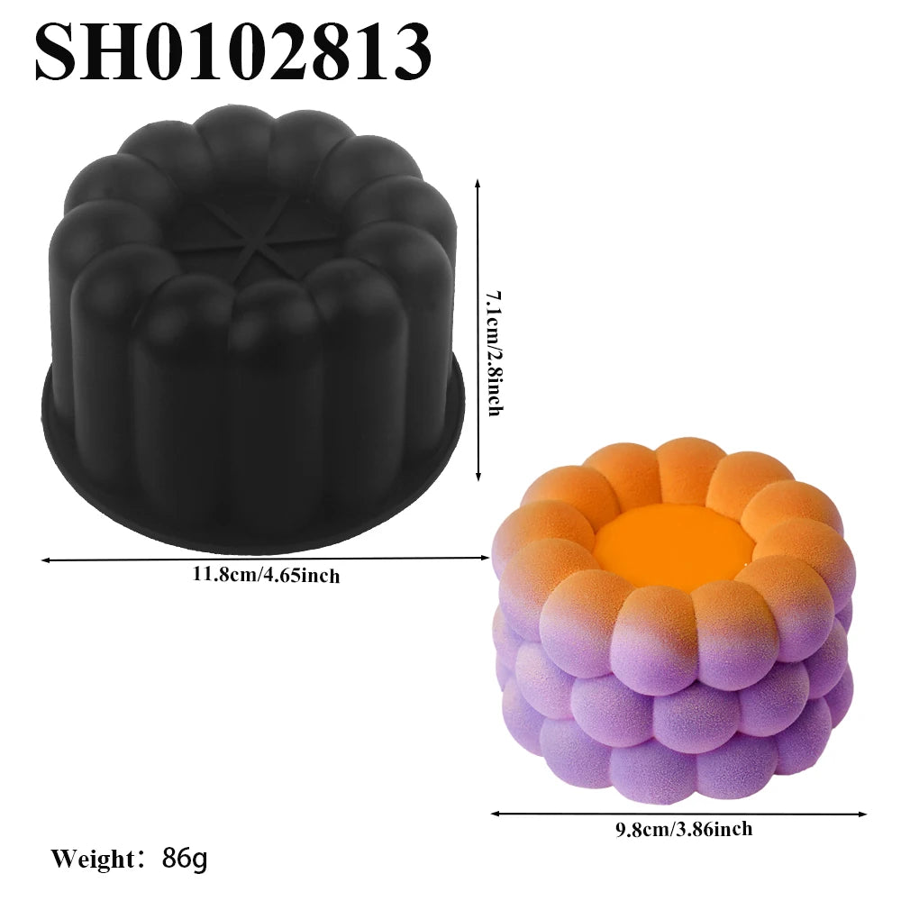 Heart Shaped Cylindrical Square Texture French Mousse Cake Mould Silicone Soap Mold Jelly Pudding Dessert Tools Kitchen Bakeware
