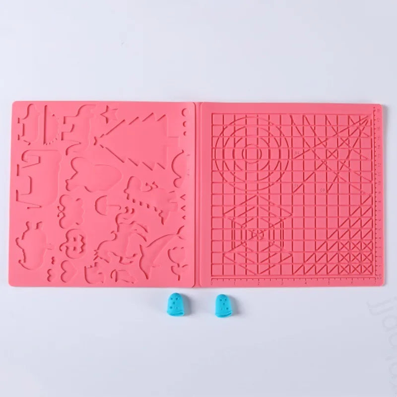 3D Printing Pen Silicone Mat DIY With 2 Finger Protectors Template Drawing Tool Silicone Pad Drawing Tools for Kids Adults