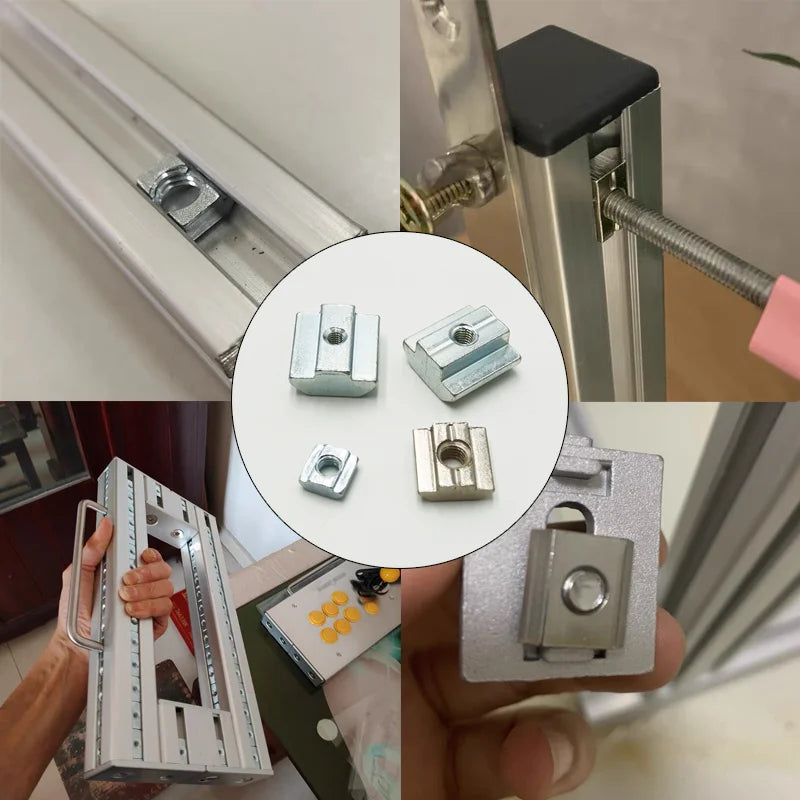 200p/set 2020 M3 M4 M5 T Slide Nut Galvanized T-Slot Sliding Nut in Connection 20 Series Aluminum Extrusion Profile Square Nut