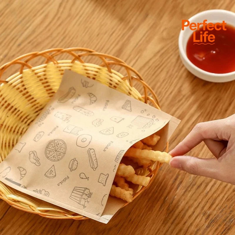 50/100 Pcs Greaseproof PaperDisposable Food Bags Packaging Baking Papers Disposable Packaging Baking Paper Kitchen Accessories
