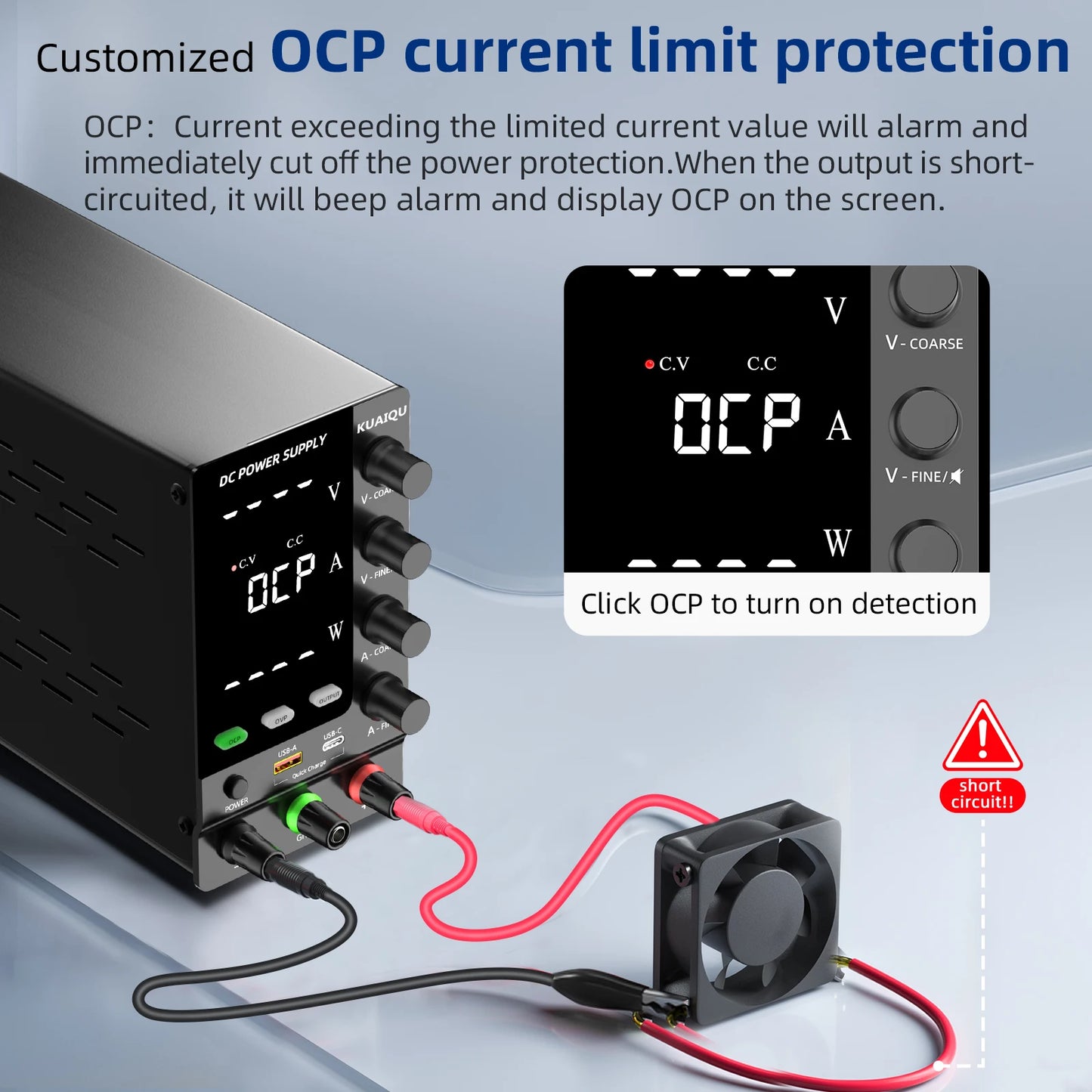 KUAIQU Official DC Power Supply Variable, 30V 60V 120V Adjustable Regulated Lab Power Supplies with OCP/OVP/Output/Encoder