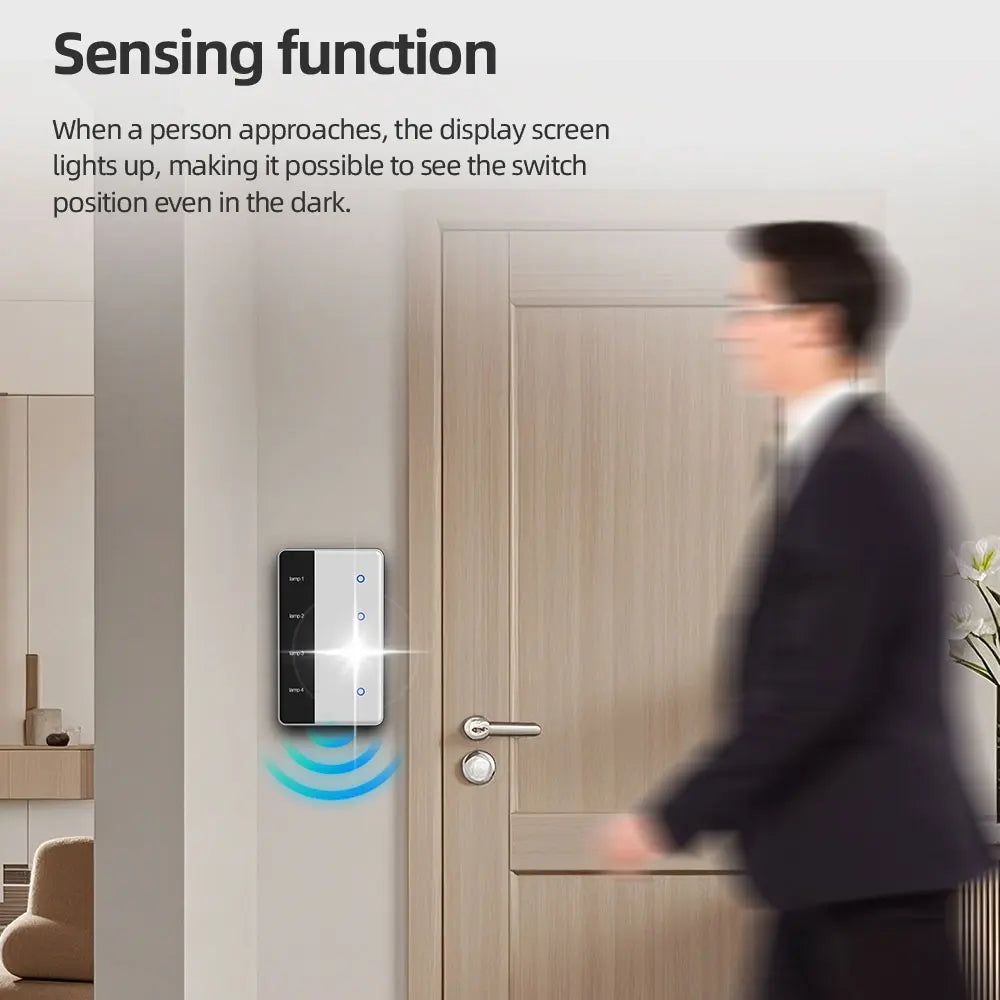 Zigbee Smart DIY Name Switch Work with Tuya US Type Display Screen Touch Wall Light Switch Supports Home Assistant via Z2M ZHA