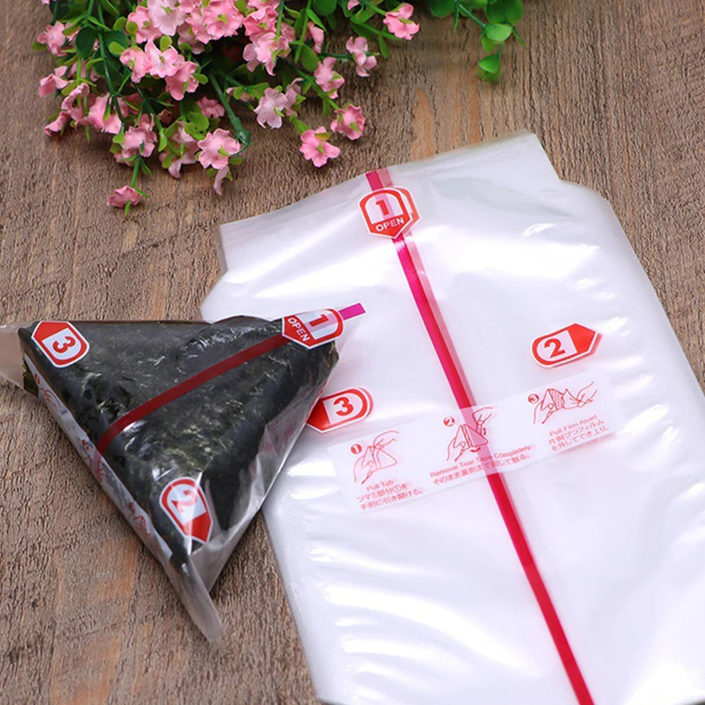100Pcs Triangular Rice Ball Packaging Bag Nori Seaweed Onigiri Sushi Plastic Gift Bags Easy Tear Portable Bento Accessories New