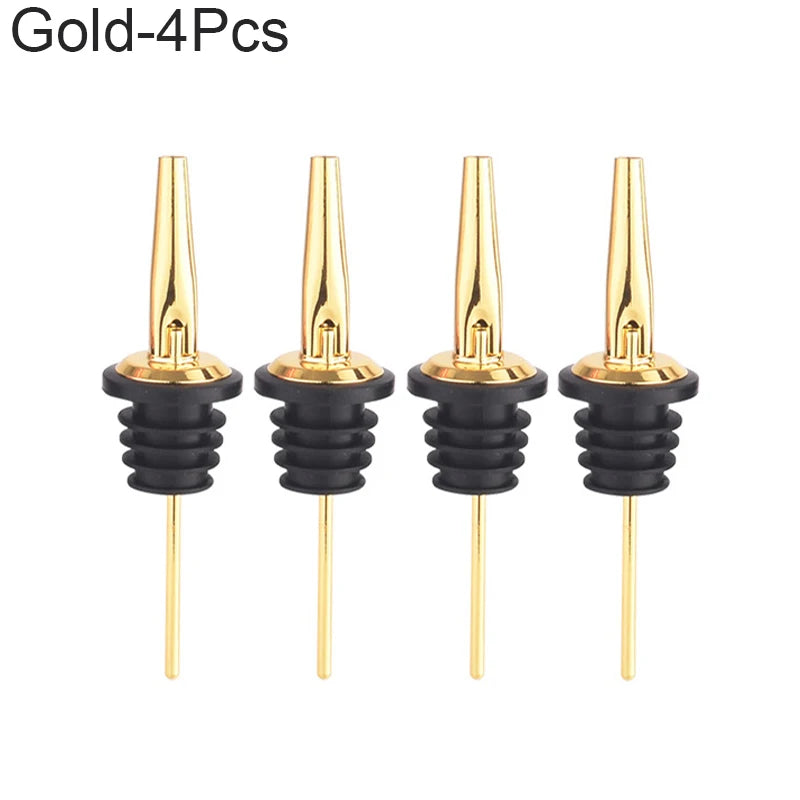 4Pcs Black/Rose Gold/Silver Liquor Pourers, Stainless Steel Liquor Bottle Pourers for Alcohol, Bar Accessories Pour Spouts