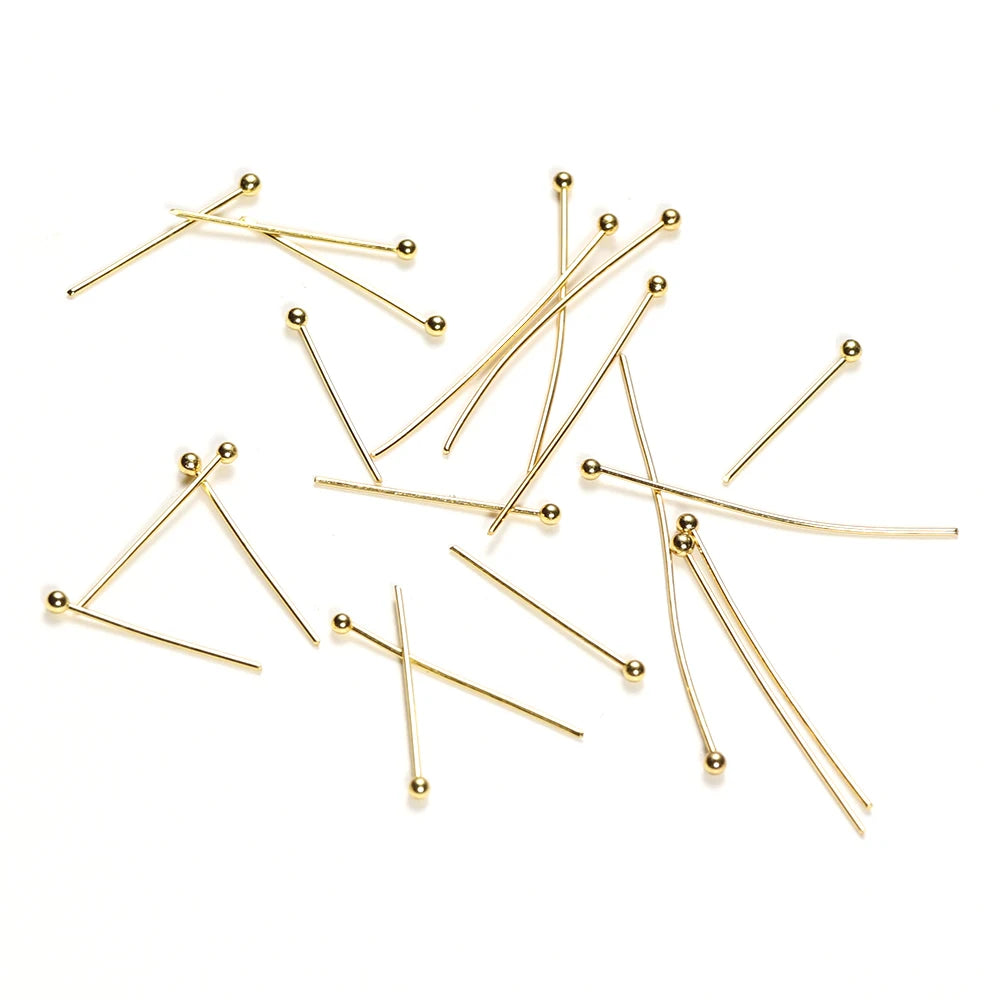50Pcs 0.6mm Stainless Steel Water Gold Plated Head Pins DIY Earrings Findings for Handmade Crafts Beads Jewelry Making 20/30mm