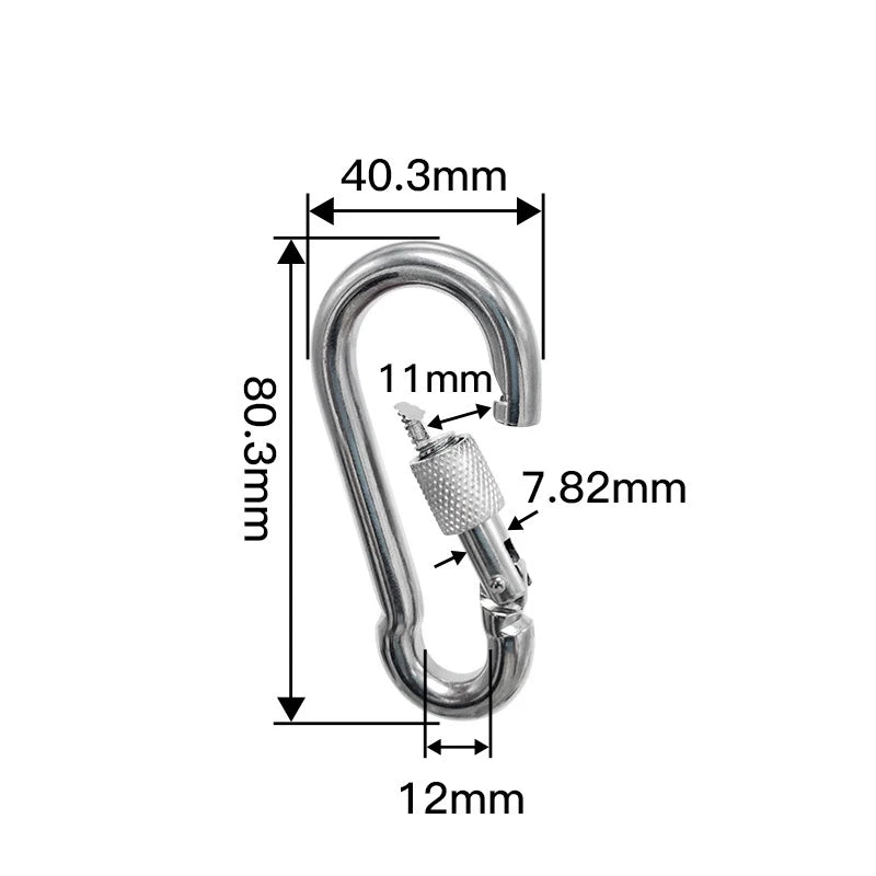 304 Stainless Steel Carabiners - Heavy Duty, Durable & Rust-Free Clips for Gym, Swing, Dog Leashes, Hammocks, Keychains