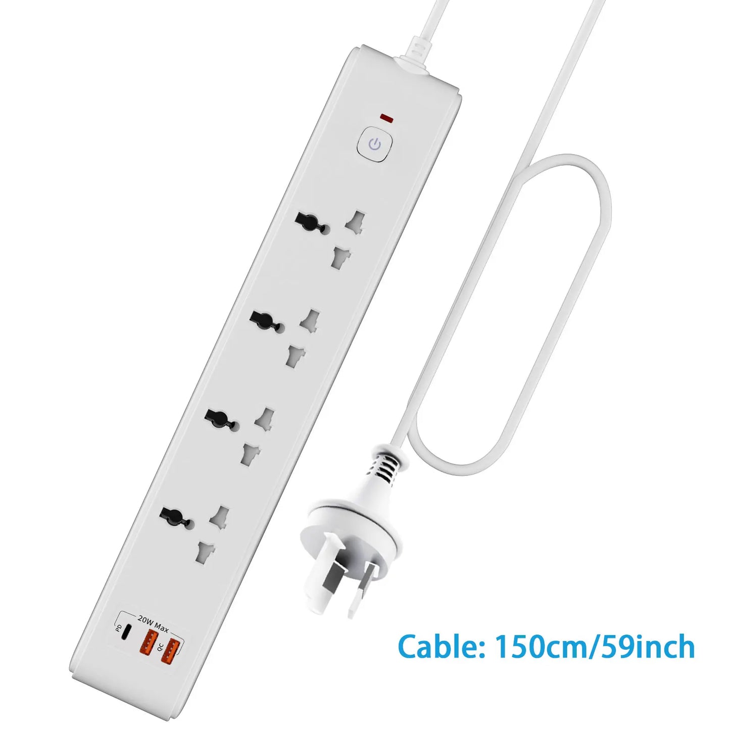 1pc white AU Wall mounted power socket extension with USB PD 20W fast charging Safety door design Suitable for home office use