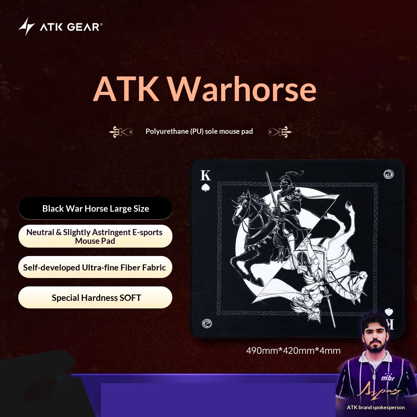 Genuine ATK Warhorse Battle Riding Mouse Pad Original Illustration E-Sports Fps Game Office Dedicated Fearless Contract Delta