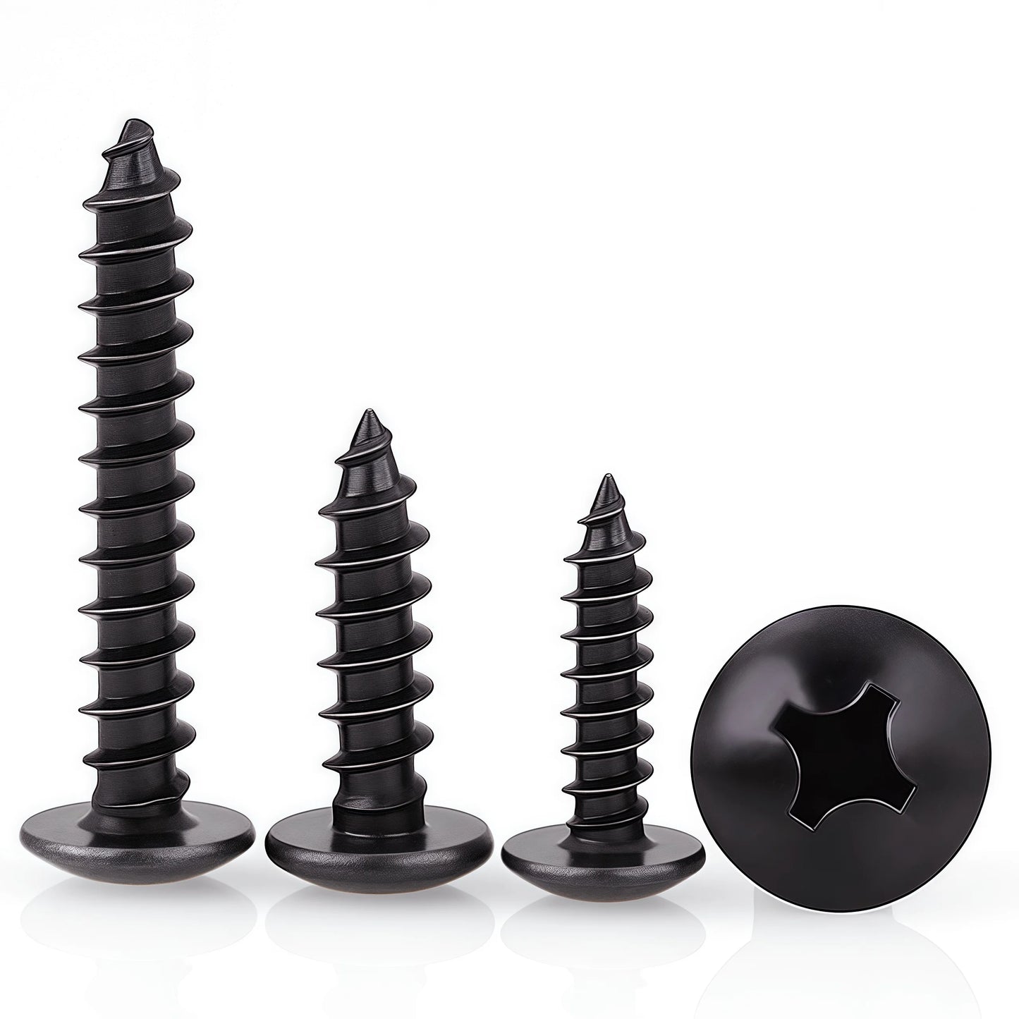 20-200pcs Black Carbon Steel Phillips Truss Head Screw M2.3 M2.6 M3 M3.5 M4 M5 M6 Cross Recessed Flat Head Self-Tapping Screws