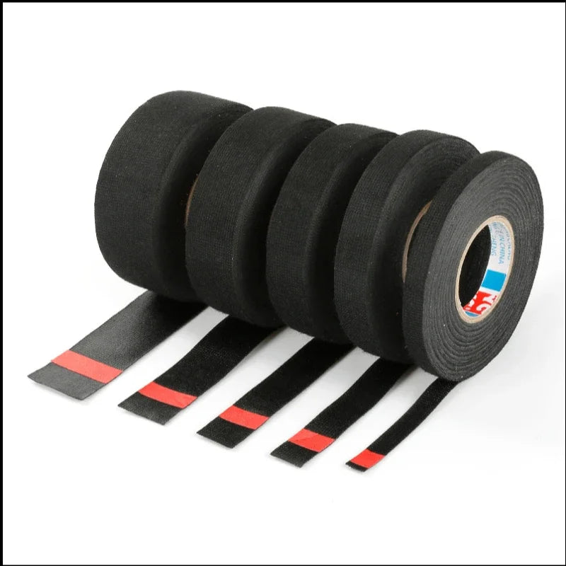 15 Meter Heat-resistant Flame Retardant Tape Adhesive Cloth Tape For Car Cable Harness Wiring Loom Protection Width 9/15/19/25MM