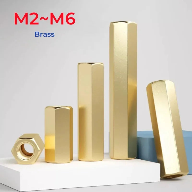 M2 M2.5 M3 M4 M5 M6 Brass Hexagonal Stud Spacer Hollow Pillars Standoff Spacer Hex Female To Female