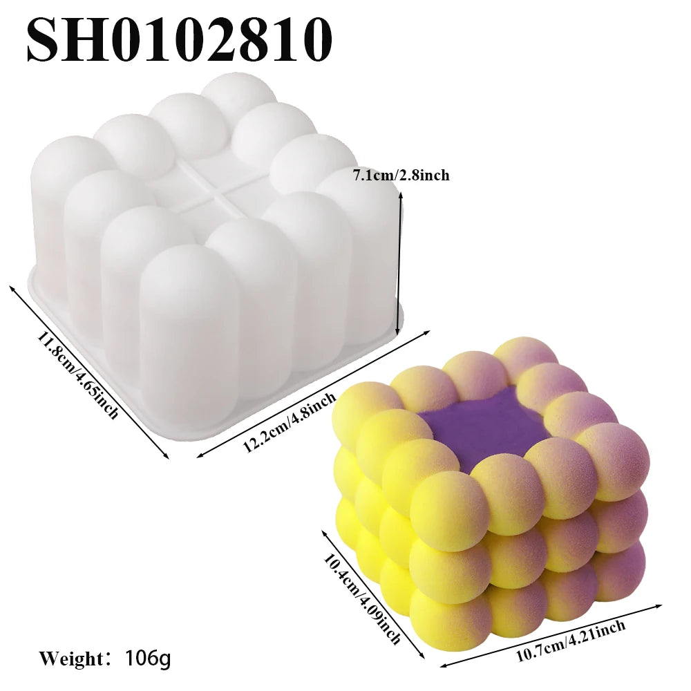 Heart Shaped Cylindrical Square Texture French Mousse Cake Mould Silicone Soap Mold Jelly Pudding Dessert Tools Kitchen Bakeware