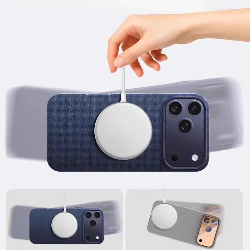 Luxury Tech Woven Magnetic Adsorption Phone Case for Iphone 17 16 15 14 13 Pro Max TechWoven for Magsafe Wireless Charge Cover