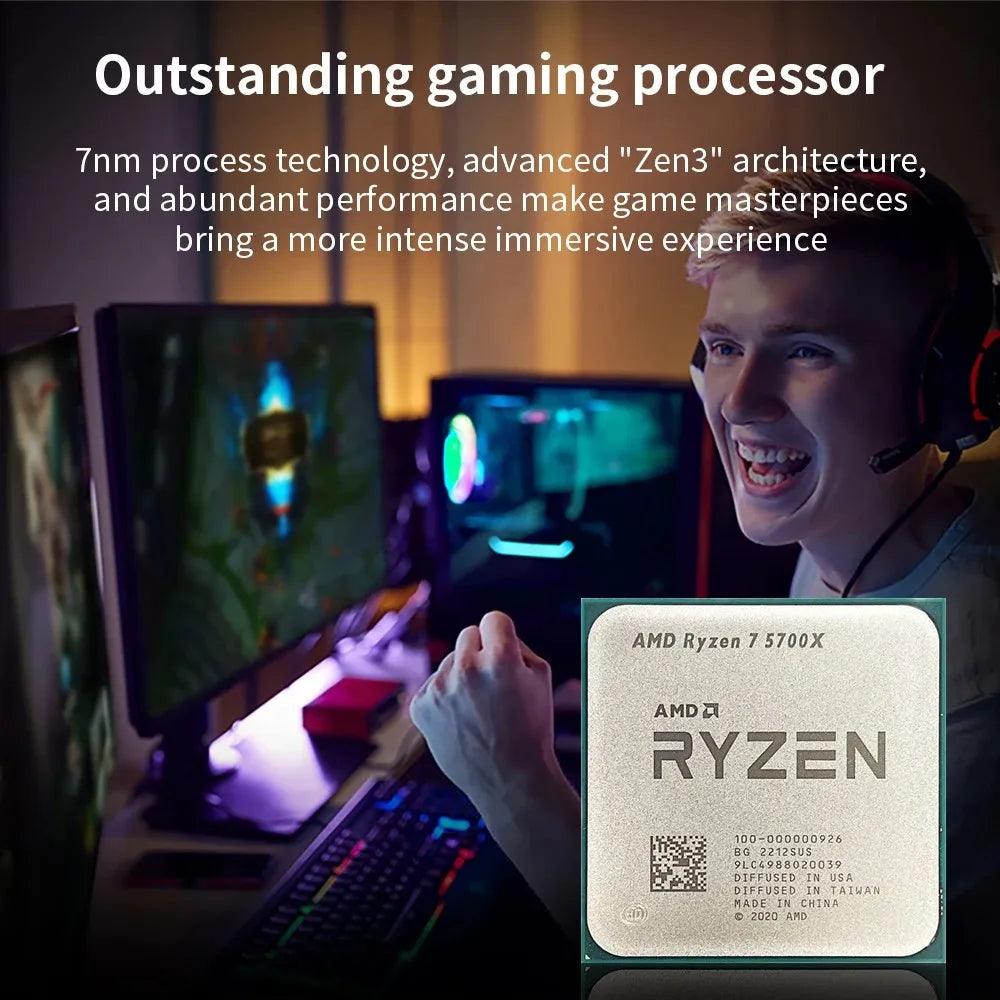 AMD Ryzen 7 5700X 100% Brand New AMD 5700X CPU Up to 4.6GHz 8-Core 16-Thread Stock AM4 Gaming Processor for Desktop ﻿