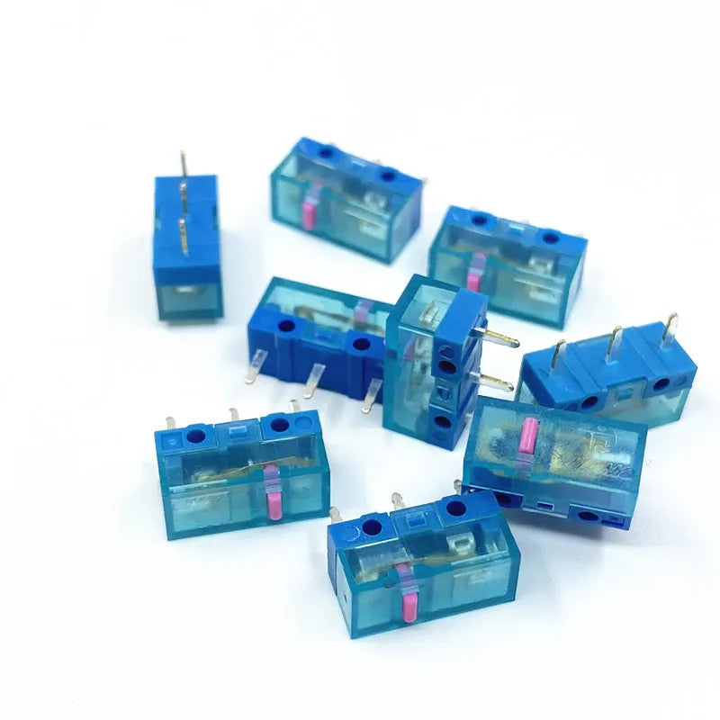 10Pcs HUANO Micro Switch Buttons Blue Transparent Shell Pink & Yellow Dots Options 80 Million & 30 Million Clicks Free Shipping