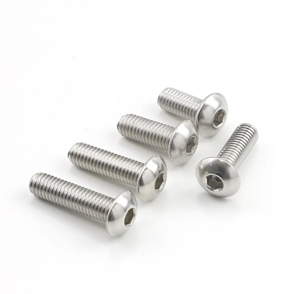 JUIDINTO 2-50pcs Hexagon Socket Button Head Screw Bolt Stainless Steel M2 M2.5 M3 M4 M5 M6 M8 Hex Allen Round Head Screw ISO7380