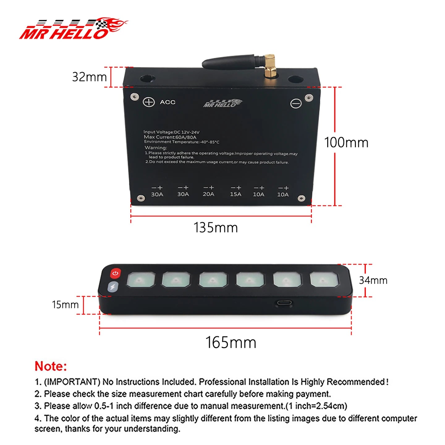 6 Gang Switch Panel 12v 24V Touch Switch Box Universal Automatic Individual Strobe Control For SUV Boat Car