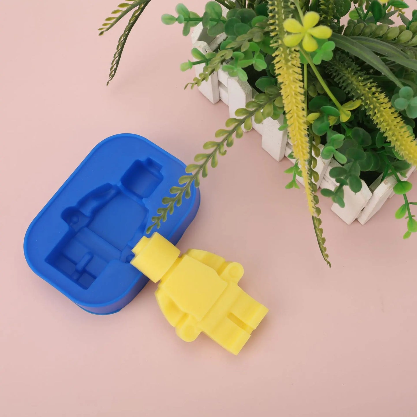 1/6PCS Block Silicone Mold Building Brick Robot Chocolate Jelly Ice Cube Tray Cake Decoration Cupcake Topper Kids Birthday Party