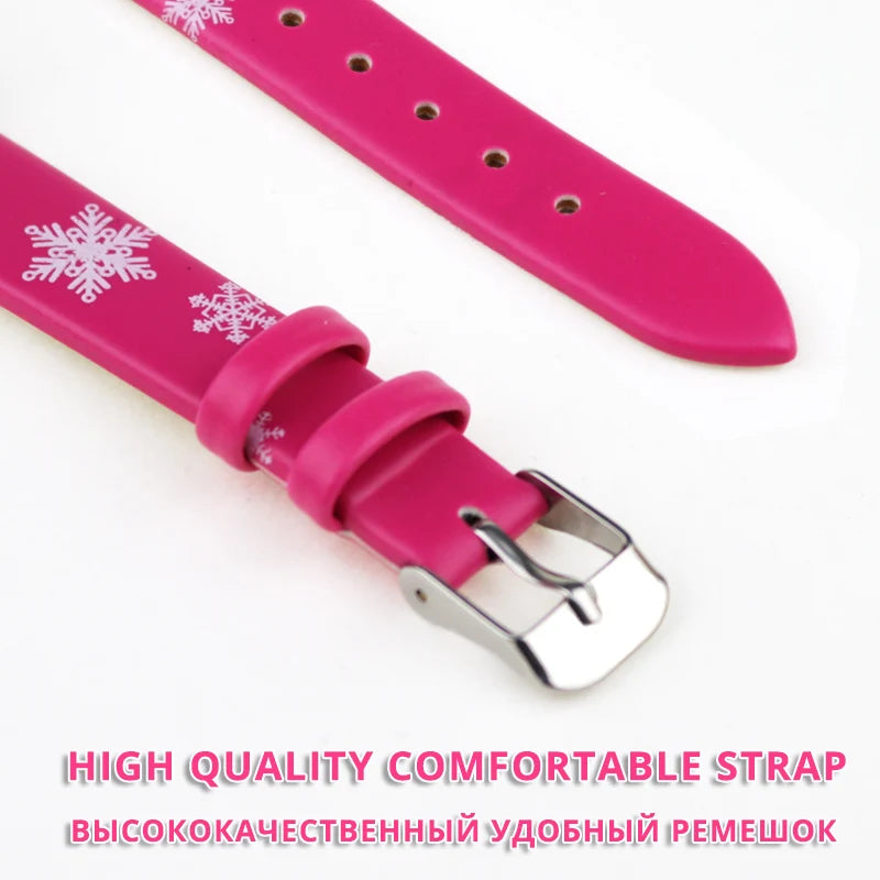 New Elsa Girls Watch for Kids Princess Leather Strap Cute Children's Watches Cartoon Quartz Wristwatches for Ladies Frozen Clock