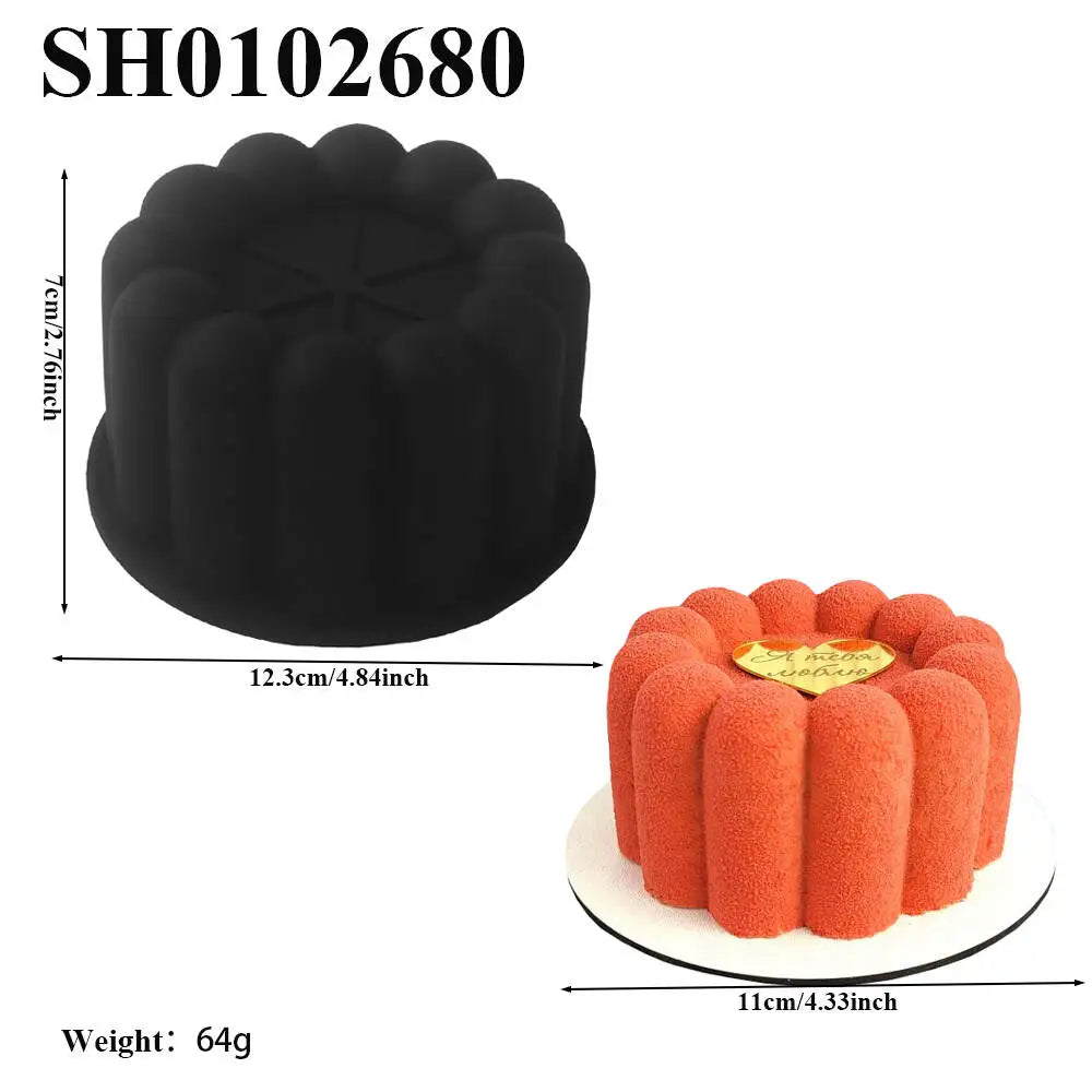 Heart Shaped Cylindrical Square Texture French Mousse Cake Mould Silicone Soap Mold Jelly Pudding Dessert Tools Kitchen Bakeware