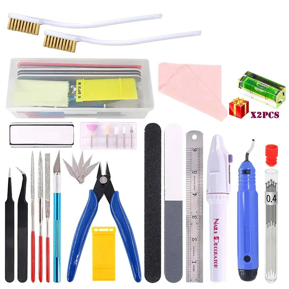 3D Printer Tool Kit Trimming Knife Scraper Cleaning Needle Tweezers Pliers Scraper Basic Deburring Tools Kit DIY 3D Printer Part
