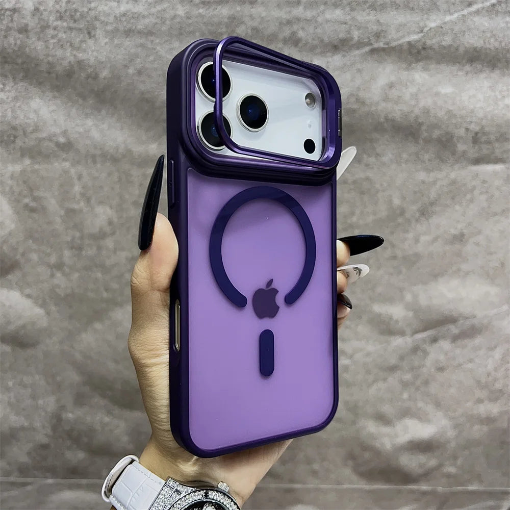 Matte Magnetic Translucent Wireless Charge Stand Case For iPhone 17 Pro Max Air 16 15 14 13 12 11 for Magsafe Must-Haves Cover