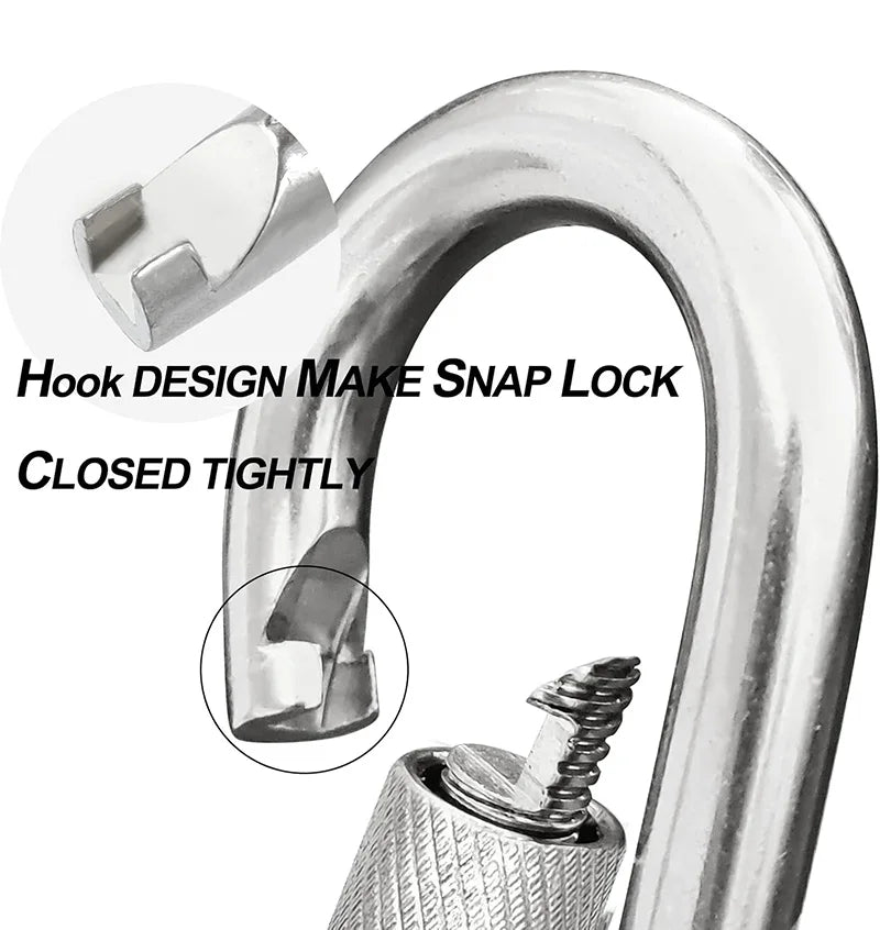 304 Stainless Steel Carabiners - Heavy Duty, Durable & Rust-Free Clips for Gym, Swing, Dog Leashes, Hammocks, Keychains