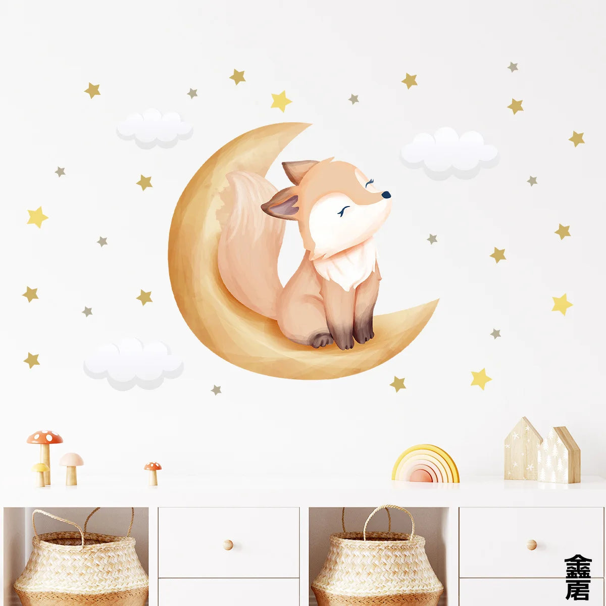 1Pc Cartoon Animal Star Moon Cat Rabbit Bear Wall Stickers for Room Decoration Living Room Decor for House