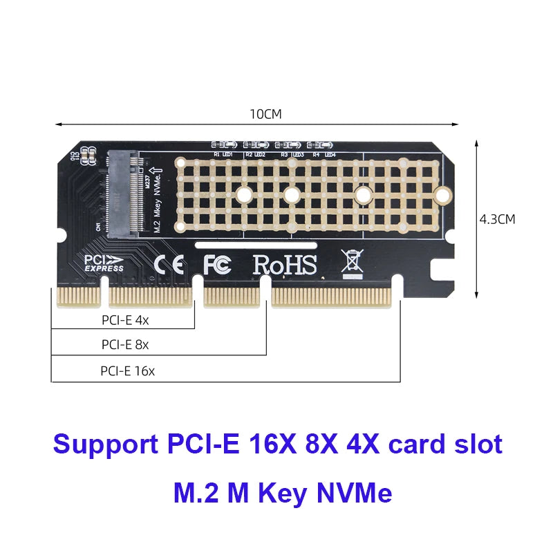 M.2 NVMe M-Key to PCIe 3.0 SSD Adapter Card  PCIe X4 X8 X16 For Desktop PC PCI-E Graphics Card Sot