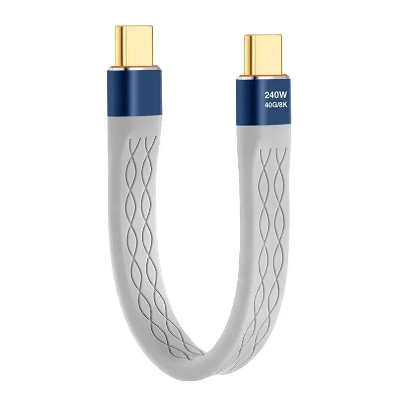 Flat Cable Short USB C to USB C 240W Fast Charge 40Gbps 8K Video FPC Flat Slim Flexible For MacBook Steam Deck Monitor Extension
