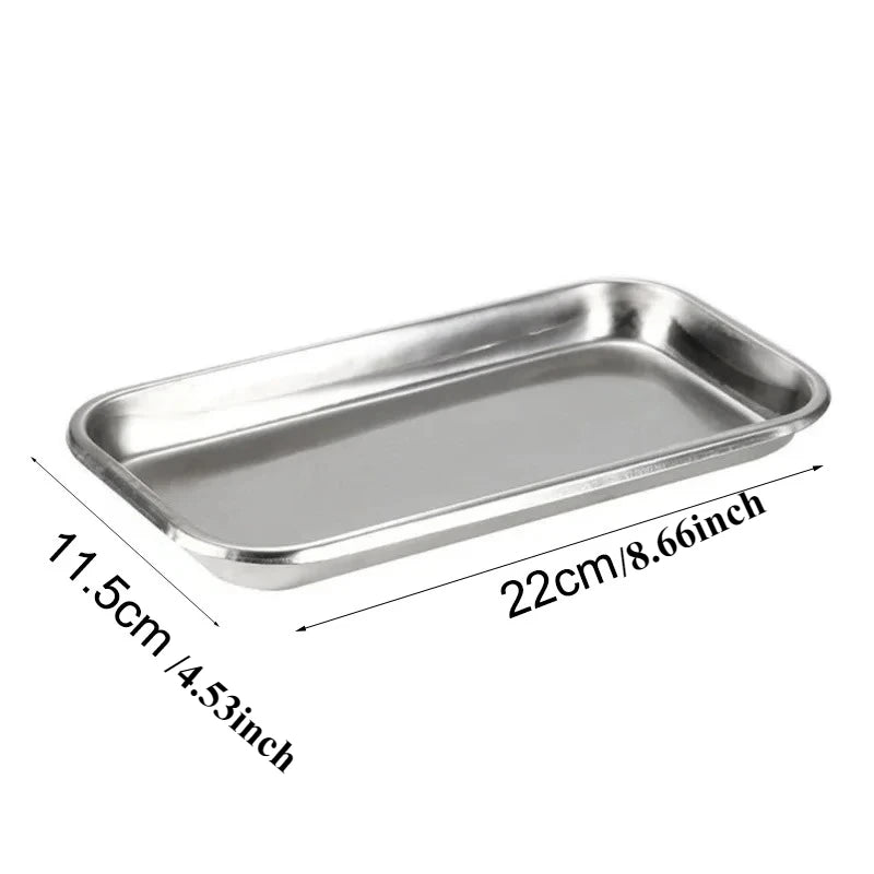 1pc Stainless Steel Lab Trays - Polished Surface, Durable Multi-Purpose for Lab, Surgical & Tattoo Tools, Easy-Clean Containers